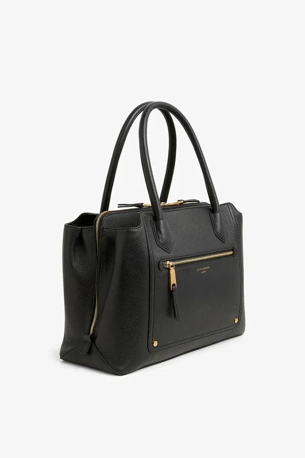 Jasper Conran Ada Work Shoulder Tote Bag Black Fine Grain Clearance