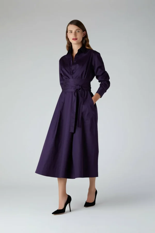 Jasper Conran Blythe Full Skirt Shirt Dress Purple Sale