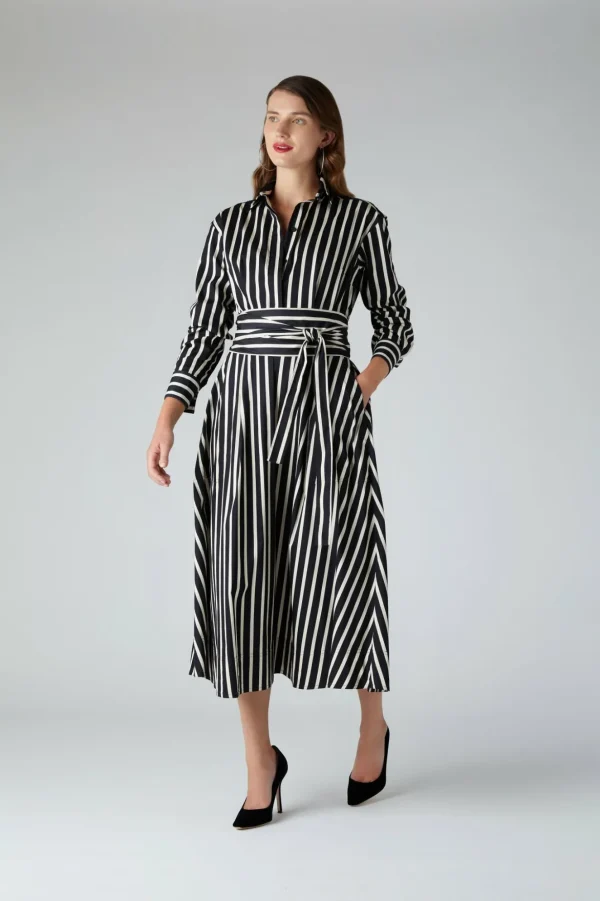 Jasper Conran Blythe Stripe Full Skirt Shirt Dress Best Sale