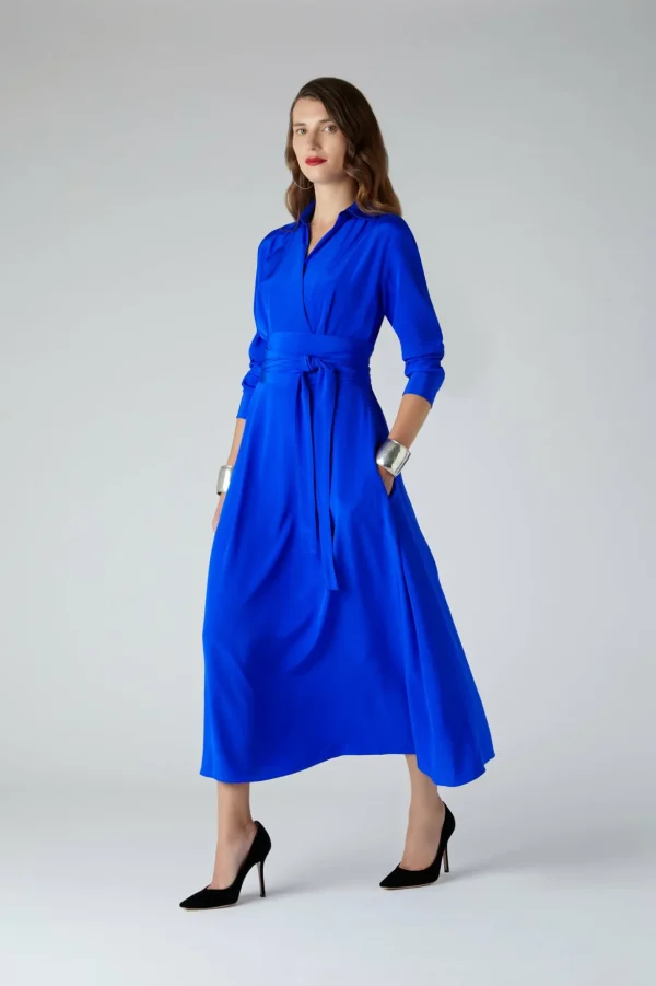 Jasper Conran Celia Silk Full Skirt Shirt Dress Flash Sale