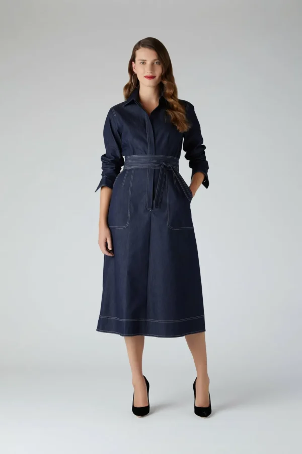 Jasper Conran Cyd Denim Shirt Dress Blue Cheap