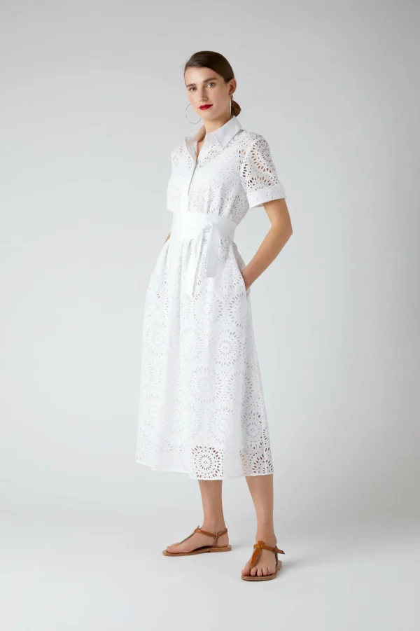 Jasper Conran Daria Broderie A Line Dress White New