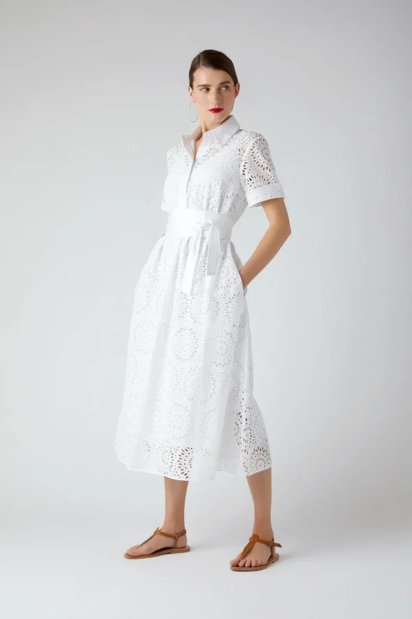 Jasper Conran Daria Broderie A Line Dress White New