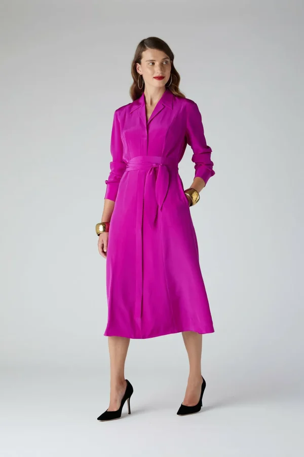 Jasper Conran Eliza Silk V Neck Dress Pink Discount