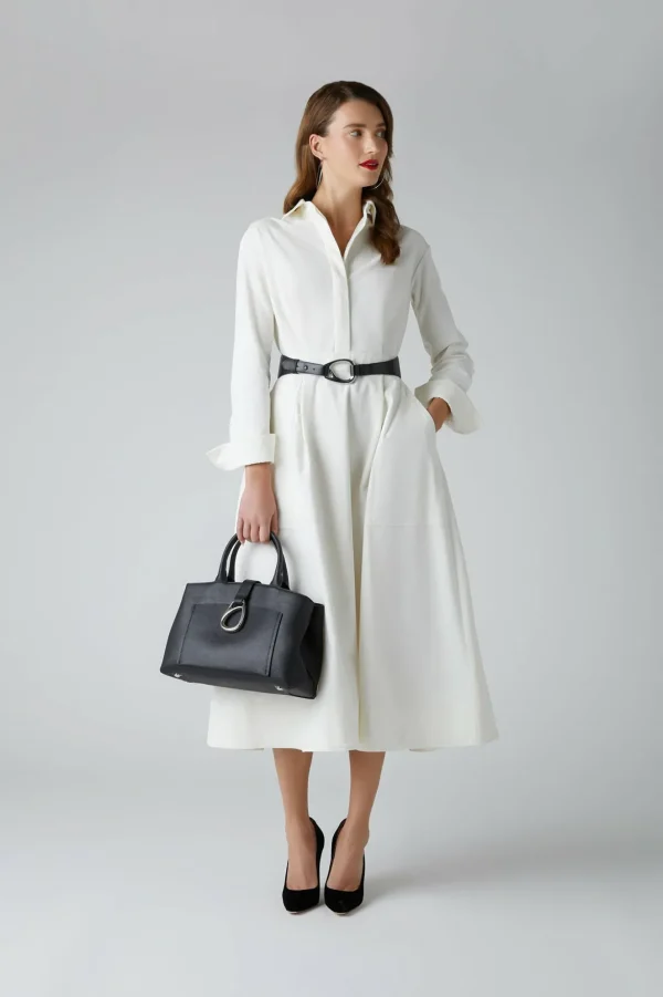 Jasper Conran Esme Cord Full Skirt Shirt Dress Winter White Shop