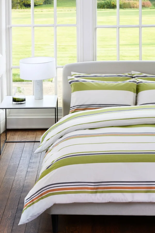 Jasper Conran Multi Stripe Percale Duvet Set Spinach Sudan Peacoat Stripe Best