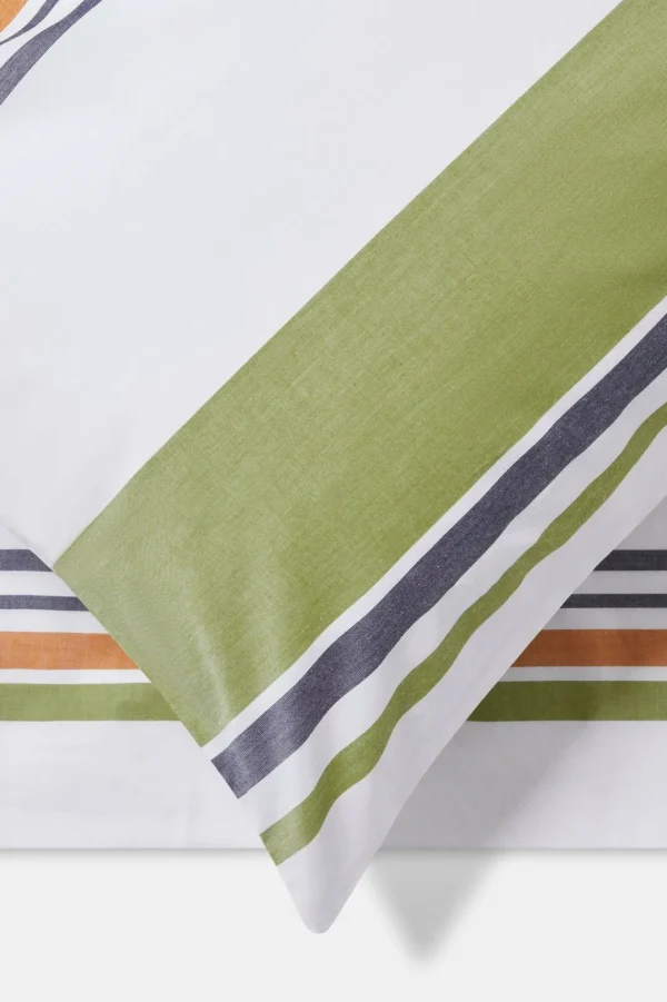 Jasper Conran Multi Stripe Percale Pillow Case Spinach Sudan Peacoat Stripe Shop